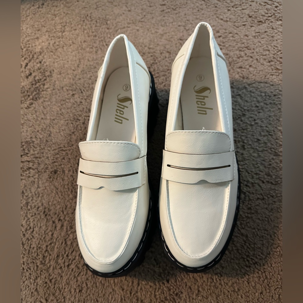 White platform loafers size 9